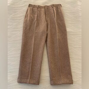 Vintage Polo Ralph Lauren Brown Wool Tweed High Rise Pleated pants, size 36